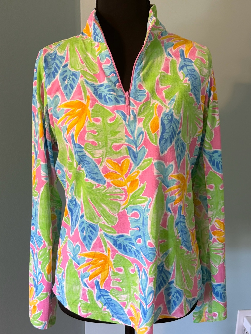 IBKUL Floral Performance Top - Pink, Blue & Green